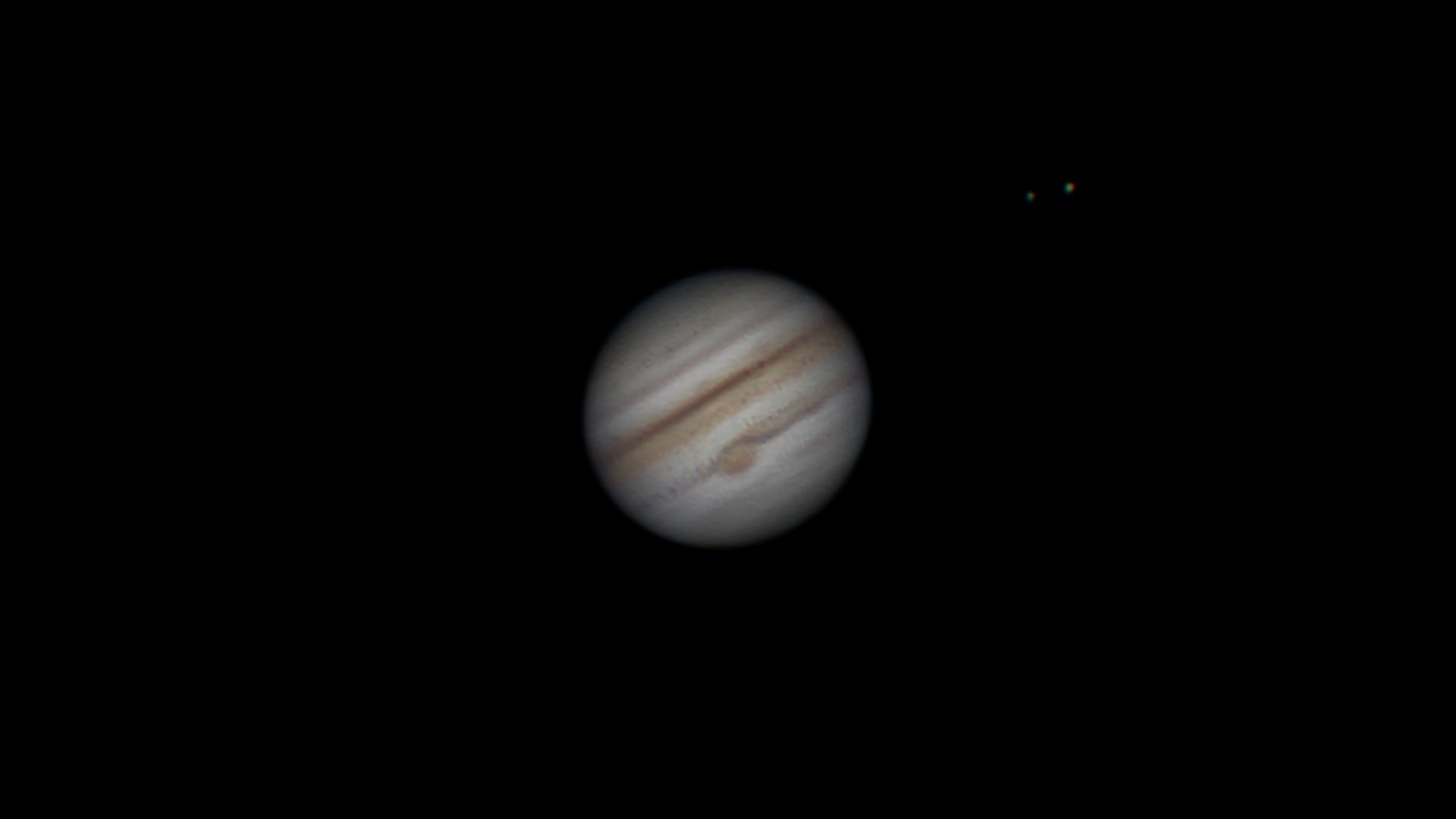 Jupiter, showing its great red spot